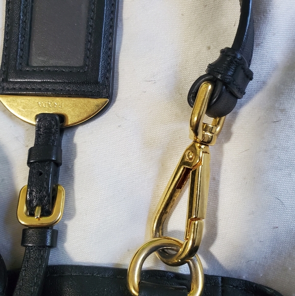 Prada black leather gold hobo tote purse bag used - Picture 9 of 13